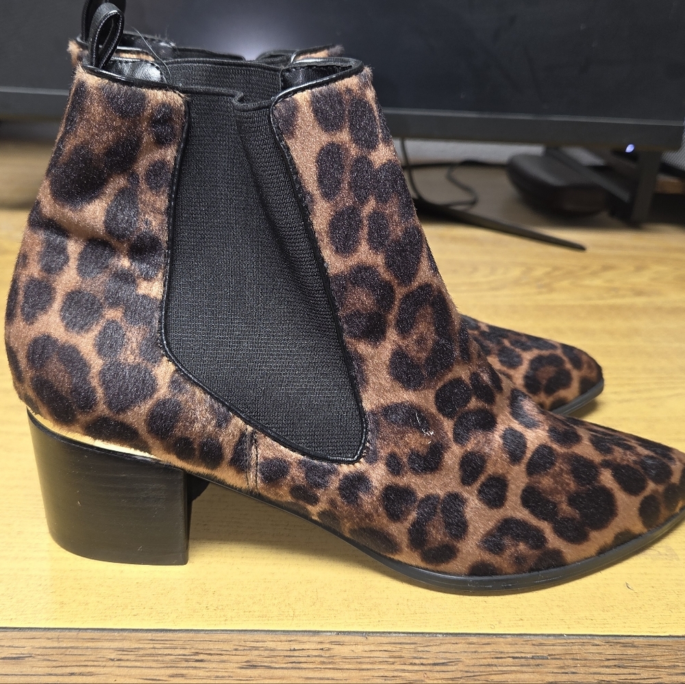 Nine West Brown Leopard Ankle Booties